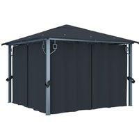 Gazebo with Curtain 300x300 cm Anthracite Aluminium