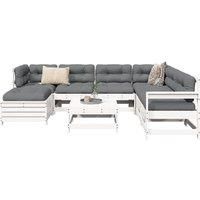 8 Piece Garden Sofa Set White Solid Wood Pine