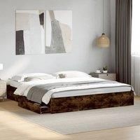 Bed Frame with Drawers without Mattress Smoked Oak 200x200 cm