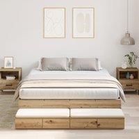 Storage Bed Frame Artisan Oak Engineered Wood 236.5 x 150 x 31.5 cm