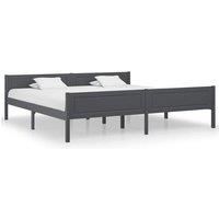 Bed Frame Solid Pinewood Grey 200x200 cm