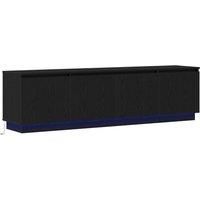 TV cabinet with LED Black Oak 180x38x49 cm Engineered Wood