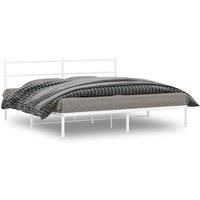 Metal Bed Frame without Mattress with Headboard White 183x213cm