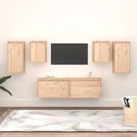 TV Cabinets 6 pcs Solid Wood Pine