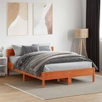 Bed Frame without Mattress Wax Brown 120x190 cm Small Double Solid Wood Pine