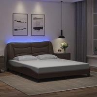 Bed Frame with LED without Mattress Brown 160x200 cm