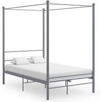 Canopy Bed Frame Grey Metal 140x200 cm