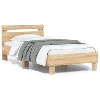 Bed Frame without Mattress with Headboard Sonoma Oak 90x200 cm