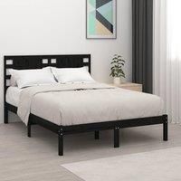 Bed Frame Black Solid Wood Pine 200x200 cm