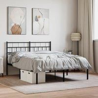 Metal Bed Frame with Headboard Black 160x200 cm