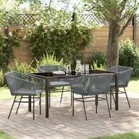 Set of 3 Grey PE Rattan, Powder-Coated Steel Standard