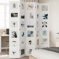 Room Divider 5 Panels White Solid Wood Paulownia