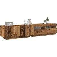 TV Cabinet with LED Lights Old Wood 200x35x40 cm Engineered Wood