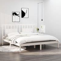 Bed Frame White Solid Wood Pine 200x200 cm