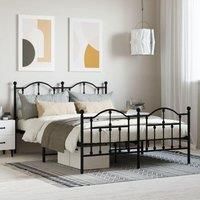 Metal Bed Frame with Headboard and Footboard Black 140x200 cm