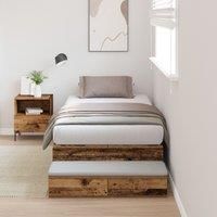 Storage Bed Frame Old wood Solid Reclaimed wood 190 x 90 cm