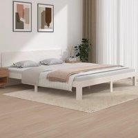 Bed Frame White Solid Wood 180x200 cm Super King Size