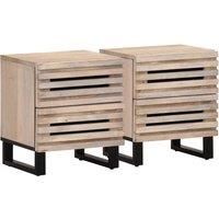 Bedside Cabinets 2 pcs 40x33x46 cm Solid Wood Bleached Mango