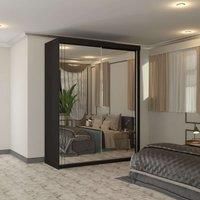 Modern Sliding Wardrobe Full Mirror with Long LED Light 150cm x 216cm