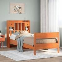 Bookcase Bed without Mattress Wax Brown 100x200 cm Solid Wood Pine