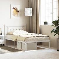 Metal Bed Frame with Headboard White 107x203 cm