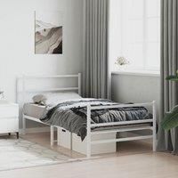 Metal Bed Frame without Mattress with FootboardWhite 100x200cm