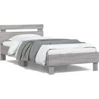 Bed Frame without Mattress with LED Lights Grey Sonoma 100x200 cm