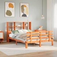 Bookcase Bed without Mattress Wax Brown 150x200 cm King Size Solid Wood Pine