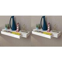 Floating Wall Shelves with Drawers 2 pcs White 80 cm