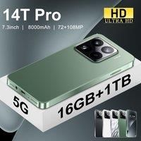Brand New 14T Pro Smartphone 5G 7.3HD Dual SIM Card 22G+2TB Cell Phone 8000mAh Android Global Version Mobile Phones Cellphones