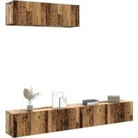 Wall Mounted TV Cabinets 3 pcs Old Wood 100x30x30 cm Engineered Wood