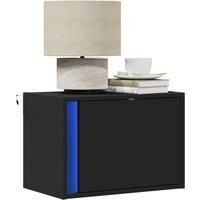 Wall-mounted Bedside Cabinet with LED Lights Black