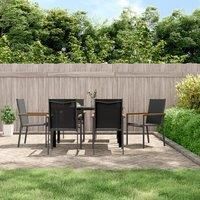 Garden Chairs 6 pcs Black 55x61.5x90 cm Textilene and Steel