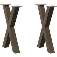 Dining Table Legs X-Shaped 2 pcs Natural Steel 60x(72-73) cm Steel