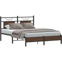 Bed Frame without Mattress Brown Oak 150x200 cm King Size Engineered Wood