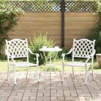 Garden Chairs 2 pcs White Cast Aluminium