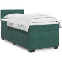 Box Spring Bed with Mattress Dark Green 90x200 cm Velvet