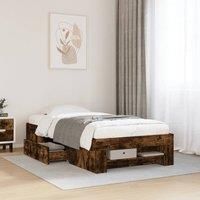 Bed Frame without Mattress Smoked Oak 100x200 cm Engineered Wood