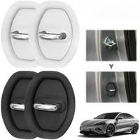 1set Door Handle Cover Silicone Car Door Mute Damping Cushion Door Lock Buckle Anti-collision Cover