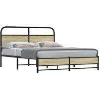 Metal Bed Frame without Mattress Sonoma Oak 160x200 cm