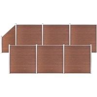 WPC Fence Set 6 Square + 1 Slanted 1138x186 cm Brown