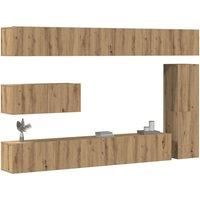 7 Piece TV Cabinet Set Wall-mounted Artisan Oak Engineered Wood