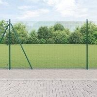 Welded Wire Fence with 13 Flanged Posts Green 1.5x25 m Steel