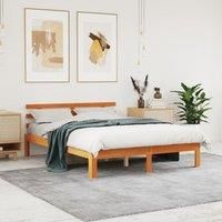 Berkfield Home Bed Frame with Headboard Wax Brown 140x190 cm Solid Wood Pine