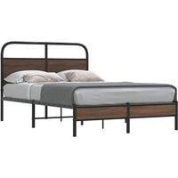 Bed Frame without Mattress 135x190 cm Double Brown Oak Engineered Wood