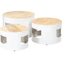 Bar Tables Drum Shape 3 pcs Solid Rough Wood Mango