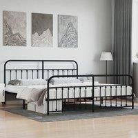 Metal Bed Frame with Headboard and Footboard Black 193x203 cm
