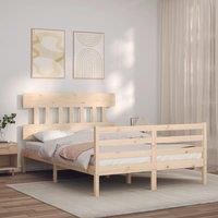 Bed Frame with Headboard Small Double Solid Wood