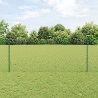 Fence Posts 11 pcs U-Channel Green 100 cm Steel, Hexagon Fence Green 1x100 m Steel