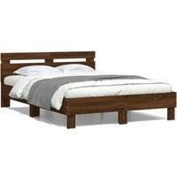 Berkfield Home Bed Frame with LED without Mattress Brown Oak 120x200 cm | Size: Small Double